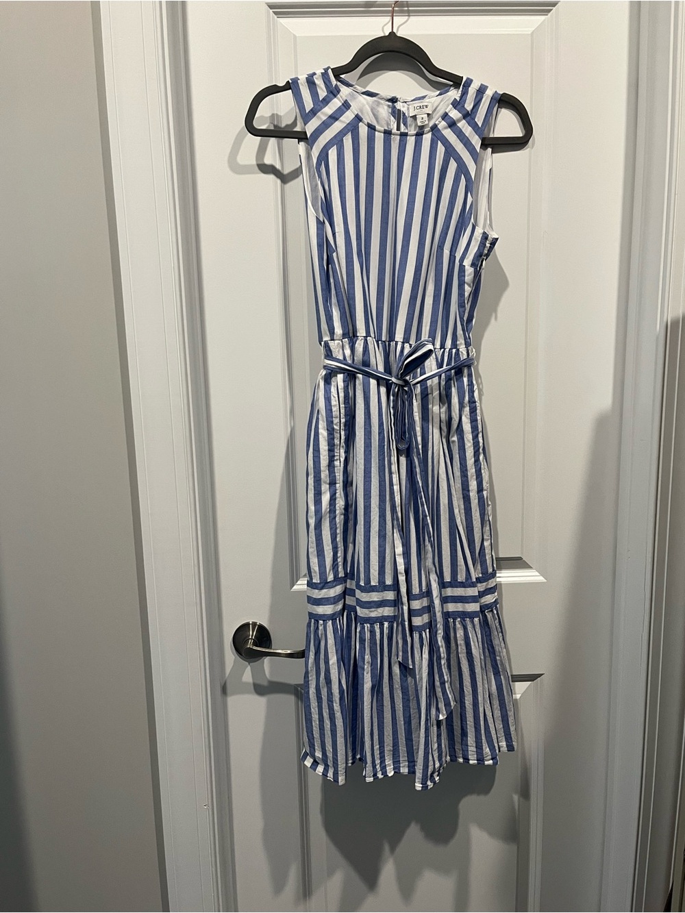 J. Crew Blue and White Striped Sleeveless Dress